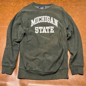 Steve & Barry’s Vintage Michigan State Reverse Weave Sweatshirt Dark Green Small